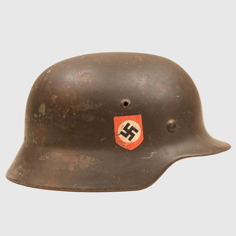 GERMAN WWII POLICE DOUBLE DECAL HELMET.