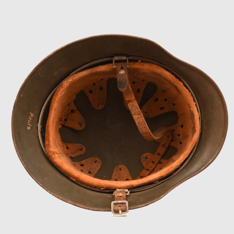GERMAN WWII POLICE DOUBLE DECAL HELMET.
