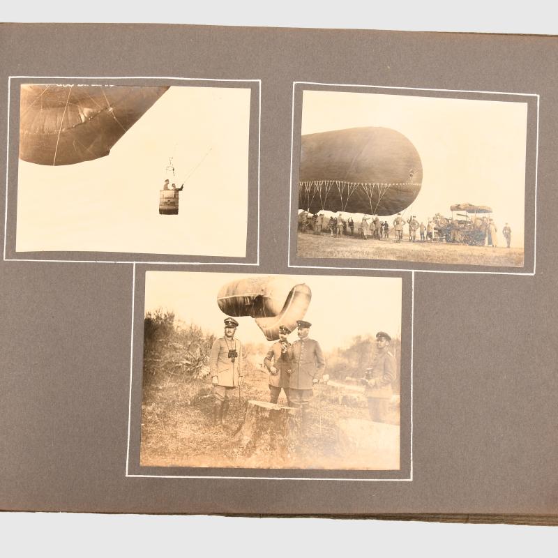 GERMAN WWI BALLOON UNIT PHOTOGRAPH ALBUM AND ACCOMPANYING PAPERWORK.
