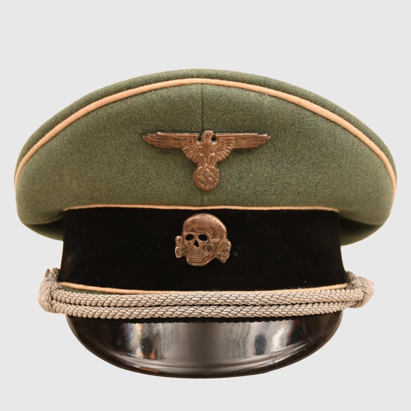 GERMAN WWII WAFFEN SS VISOR CAP OFFICERS.