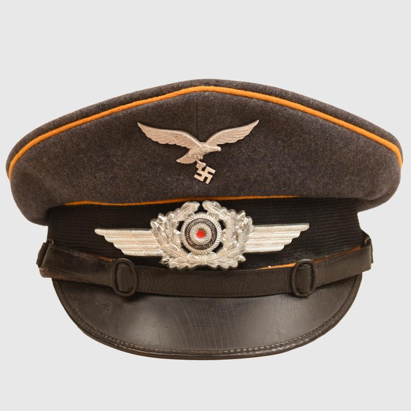GERMAN WWII LUFTWAFFE NCO OR MAN’S VISOR FLIGHT CAP.