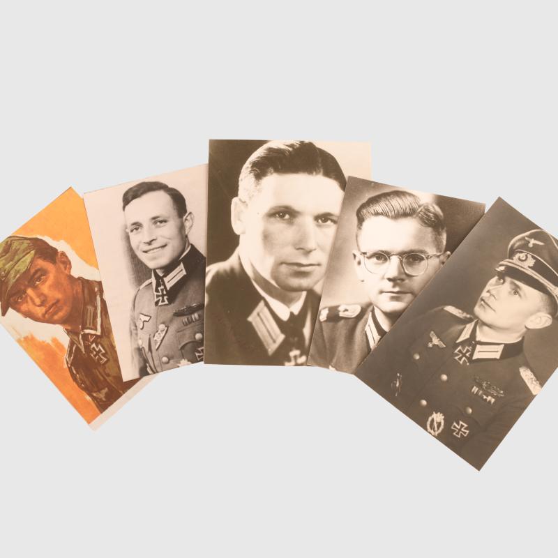 GERMAN WWII 5 KNIGHTS CROSS WINNERS PHOTOGRAPHS POST WAR SIGNED.