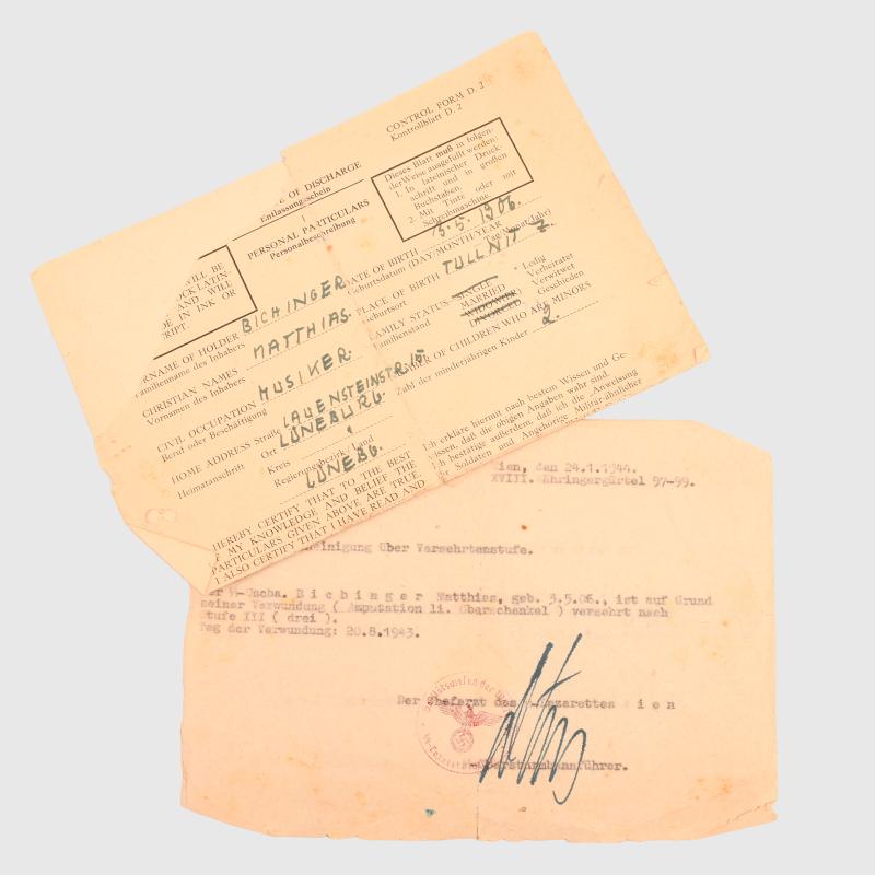 GERMAN WWII SS PAPERWORK GROUPING.