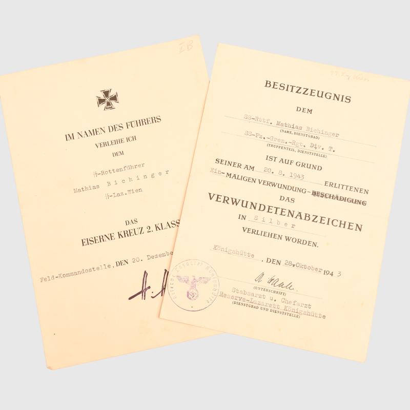 GERMAN WWII SS PAPERWORK GROUPING.