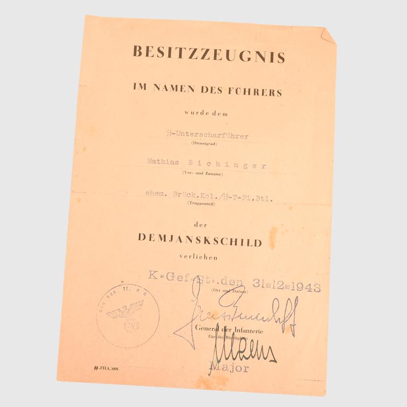 GERMAN WWII SS PAPERWORK GROUPING.