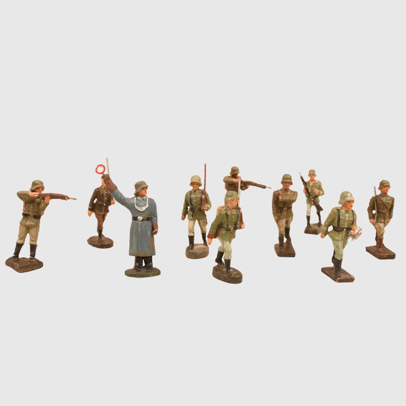 GERMAN WWII SAWDUST AND GLUE ELASTOLIN, LINEOL AND OTHERS TOY SOLDIERS.
