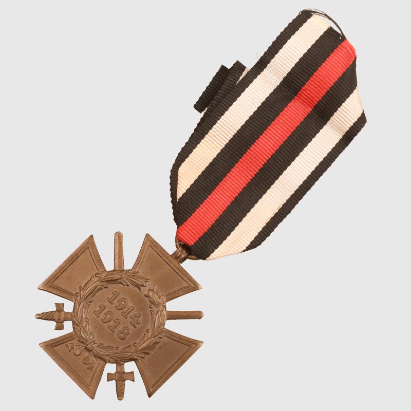 GERMAN WWI 1934 AWARDED VETERANS CROSS WITH SWORDS.