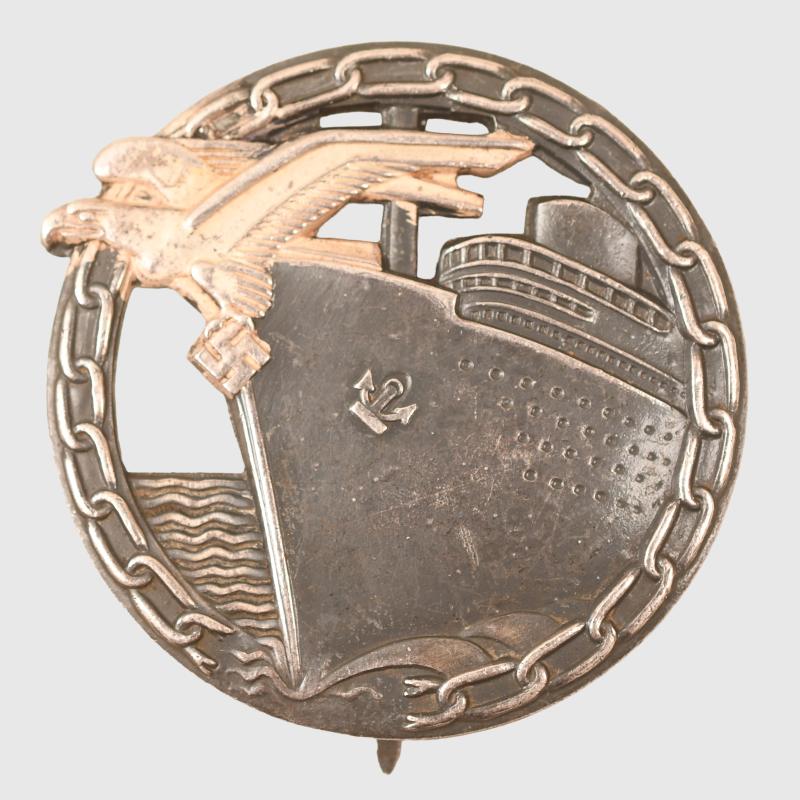 GERMAN WWII BLOCKADE BREAKER BADGE, NEAR MINT CONDITION