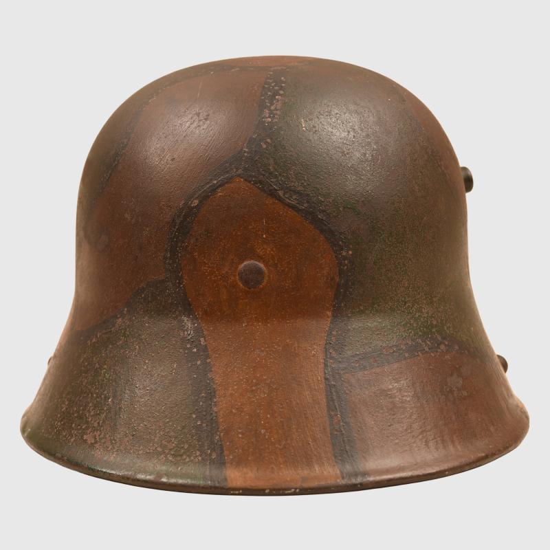 GERMAN WWI CAMOUFLAGE M.17 TRENCH HELMET.