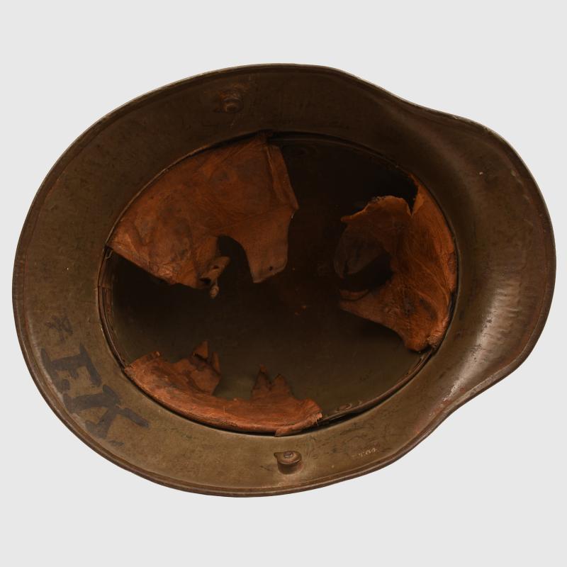 GERMAN WWI CAMOUFLAGE M.17 TRENCH HELMET.