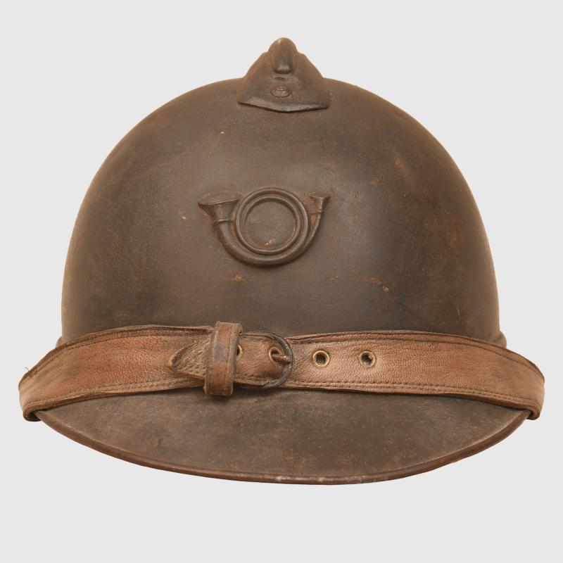 FRENCH WWI ACIER TROMPE CHASSEUR OFFICERS HELMET.