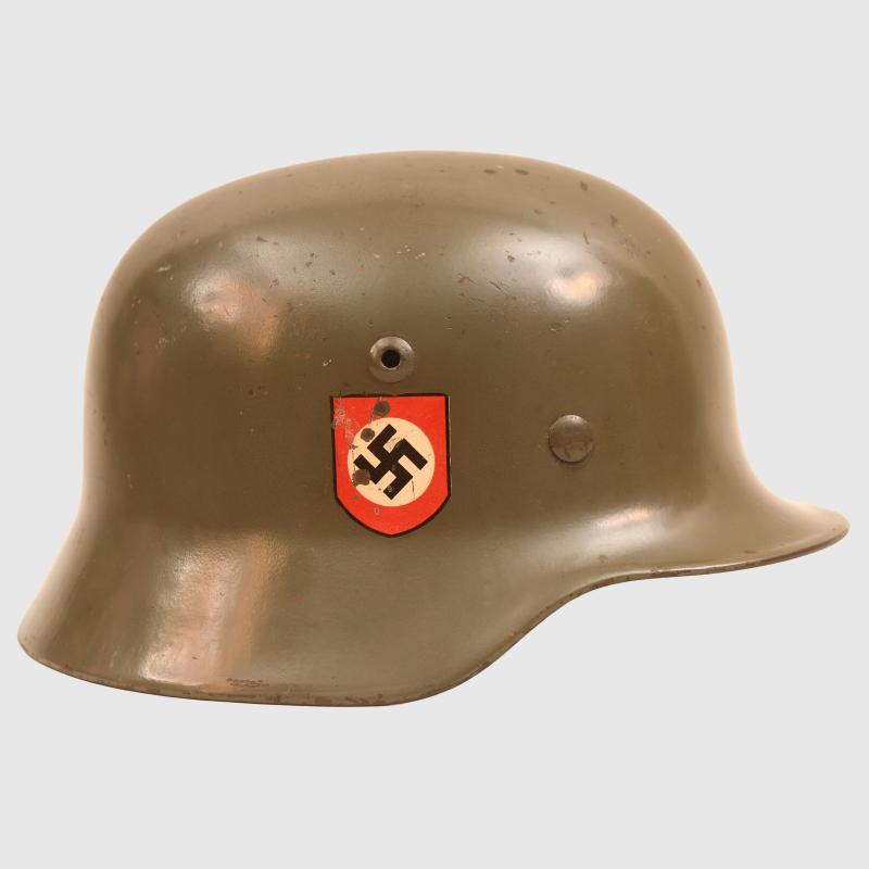 GERMAN WWII POLICE M.35 DOUBLE DECAL COMBAT HELMET.
