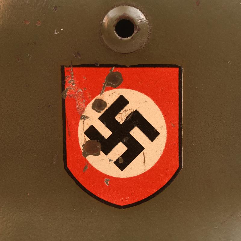GERMAN WWII POLICE M.35 DOUBLE DECAL COMBAT HELMET.