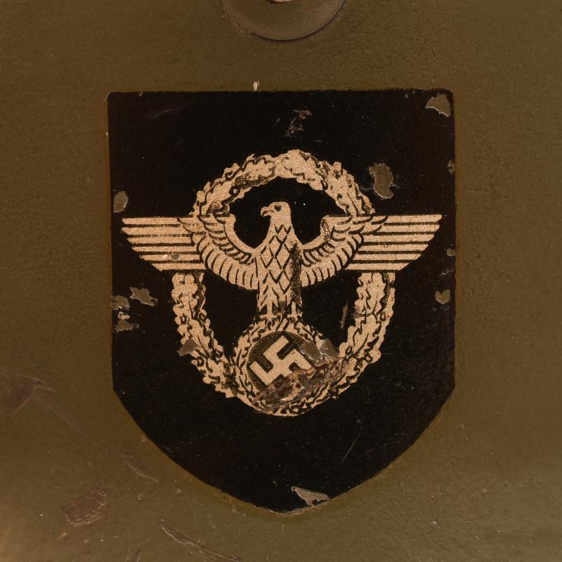 GERMAN WWII POLICE M.35 DOUBLE DECAL COMBAT HELMET.