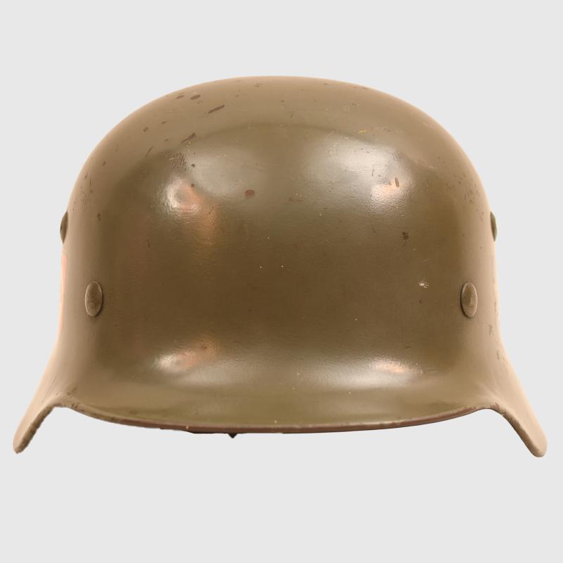 GERMAN WWII POLICE M.35 DOUBLE DECAL COMBAT HELMET.