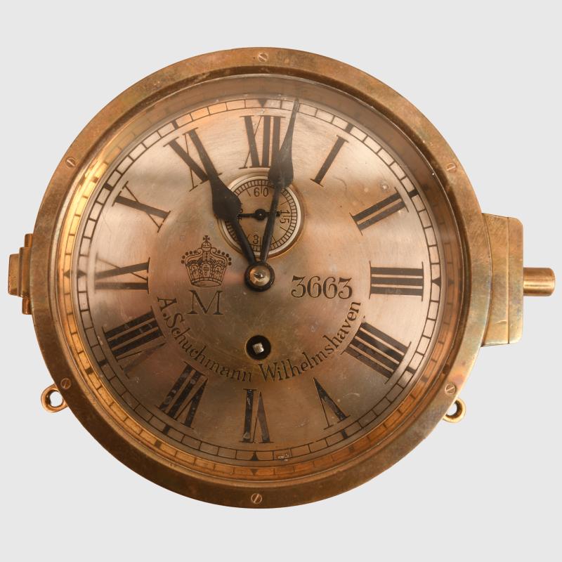 GERMAN WWI IMPERIAL NAVAL SHIPS DECK BULKHEAD CLOCK.