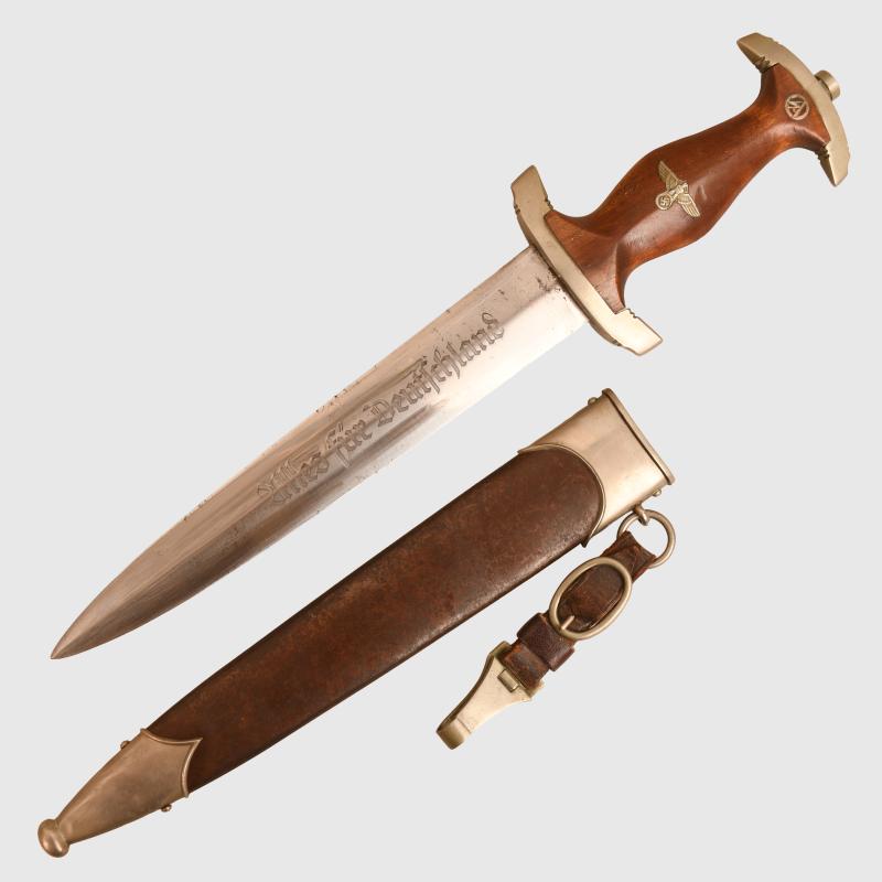 GERMAN WWII SA MANS DAGGER WITH ERASED ROHM INSCRIPTION.