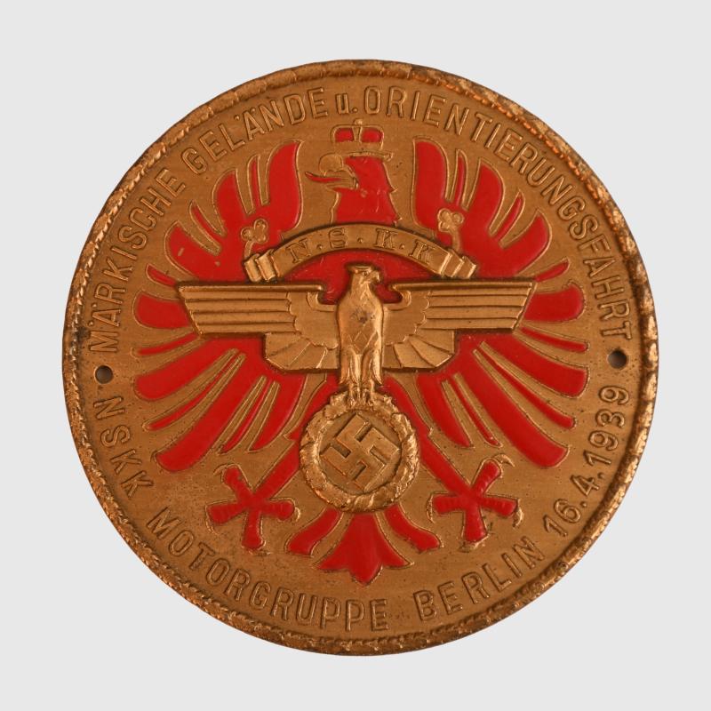 GERMAN WWII NSKK MOTOR GROUP BERLIN MEETING PLAQUE.
