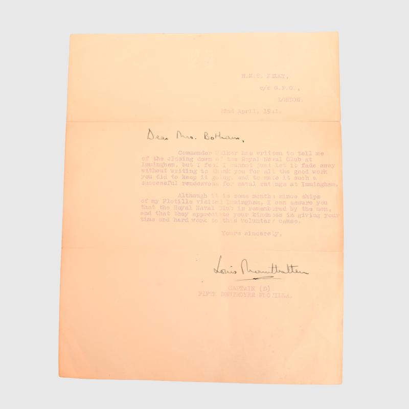 BRITISH WWII LORD LOUIS MOUNTBATTEN SIGNATURE.