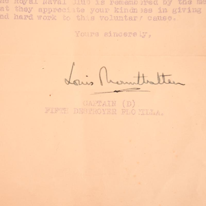 BRITISH WWII LORD LOUIS MOUNTBATTEN SIGNATURE.
