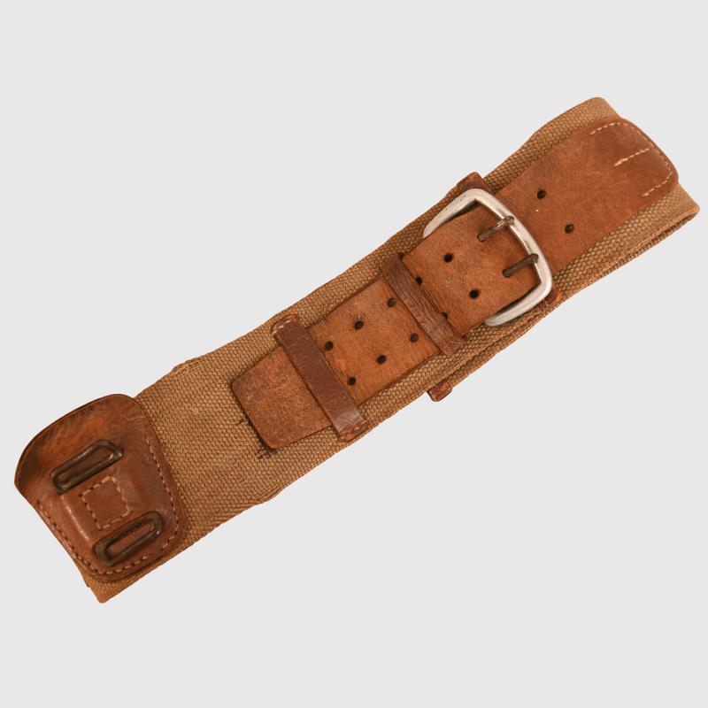 JAPANESE WWII OFFICERS/NCO CANVAS AND LEATHER SWORD BELT.